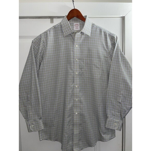 Brooks Brothers Yellow Blue Stripes Long Sleeve Button Down Shirt Size 16-34 - Picture 1 of 11